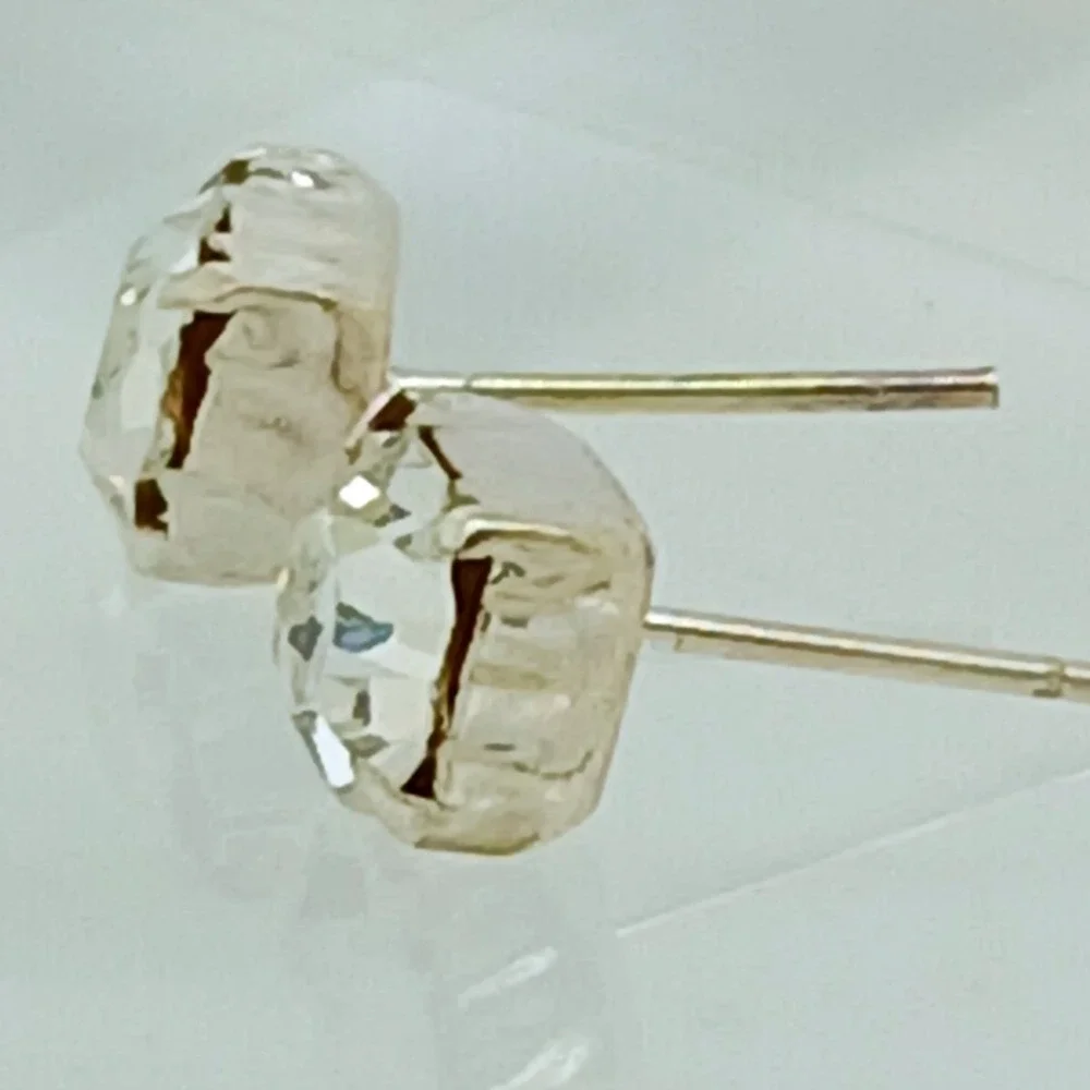 Sterling Silver 925 Crystal Stud Earrings Vintage 1990s Birthstone Jewelry April